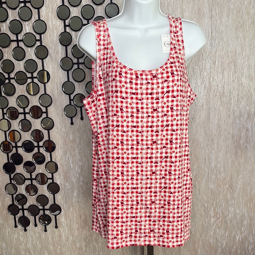 Cato 18/20 Red and White Patterned Tank Top